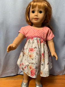 18" doll dress -pink top and skirt with flower