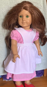 18" doll dress -pink check with apron
