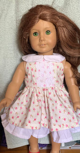 18" doll dress -white with pink flowers