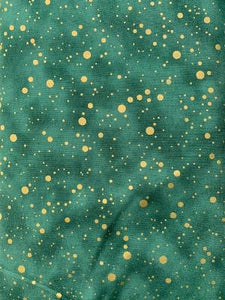 Hoffman Christmas green with gold dots