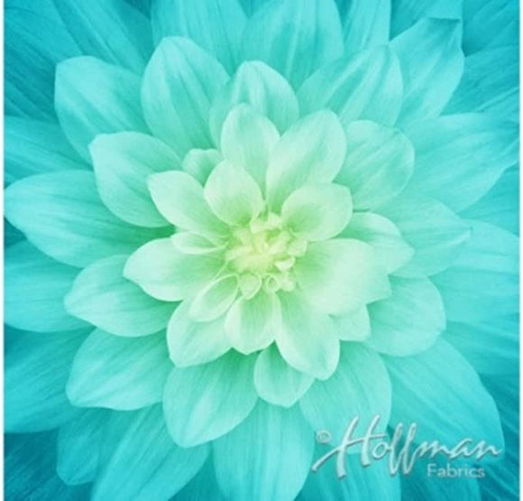 Panel Hoffman aqua flower