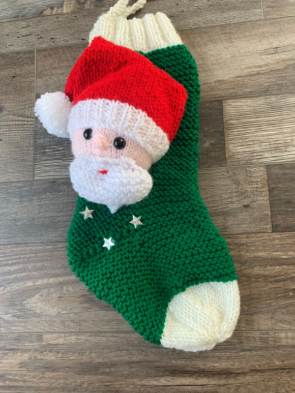 Stocking:  Knitted Santa head
